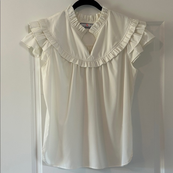 Ck Bradley Tops - CK Bradley Elegant Ivory Ruffled Blouse M